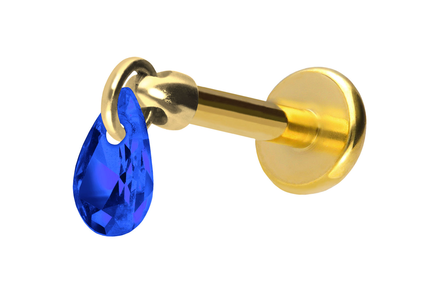 Titan Labret Piercing mit Push Fit KRISTALLTROPFEN